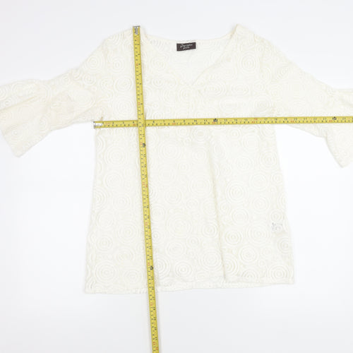 Principles Women Ivory Petite Size 16 Lace Tunic Blouse V-Neck