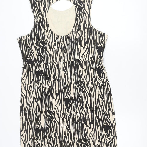 Et Vous Women’s Beige Black Animal Print Beaded Sheath Dress Size 16