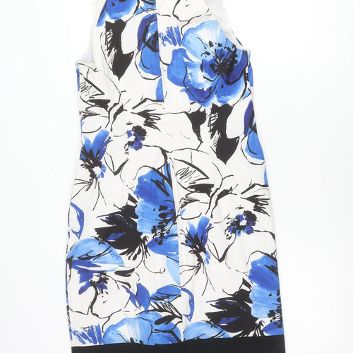 Coast Women’s Blue Floral Sheath Dress Size 10 V-Neck Sleeveless