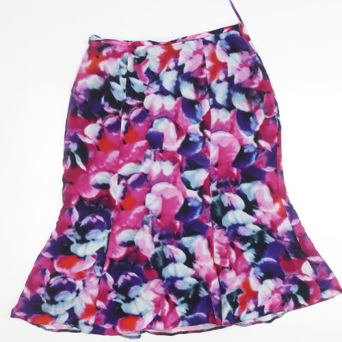 Laura Ashley Women's Multicoloured Floral Midi Flared Skirt Size 14