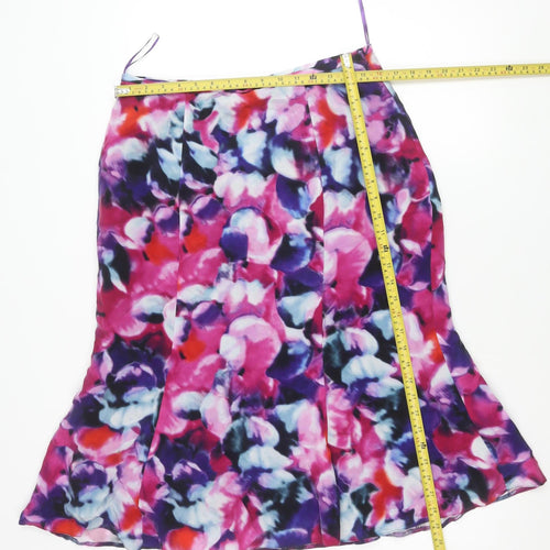 Laura Ashley Women's Multicoloured Floral Midi Flared Skirt Size 14
