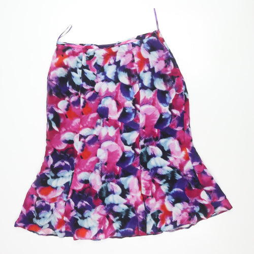 Laura Ashley Women's Multicoloured Floral Midi Flared Skirt Size 14
