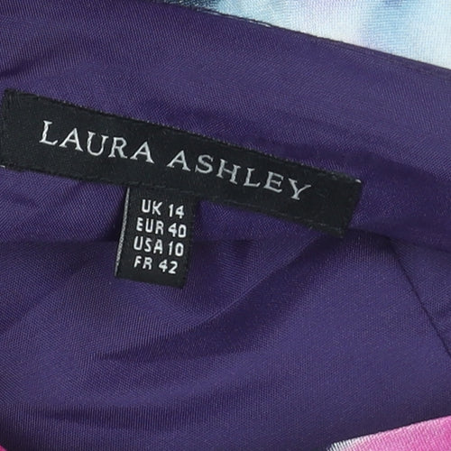 Laura Ashley Women's Multicoloured Floral Midi Flared Skirt Size 14