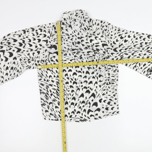 ASOS Women’s White Animal Print High Neck Tie Blouse Size 6