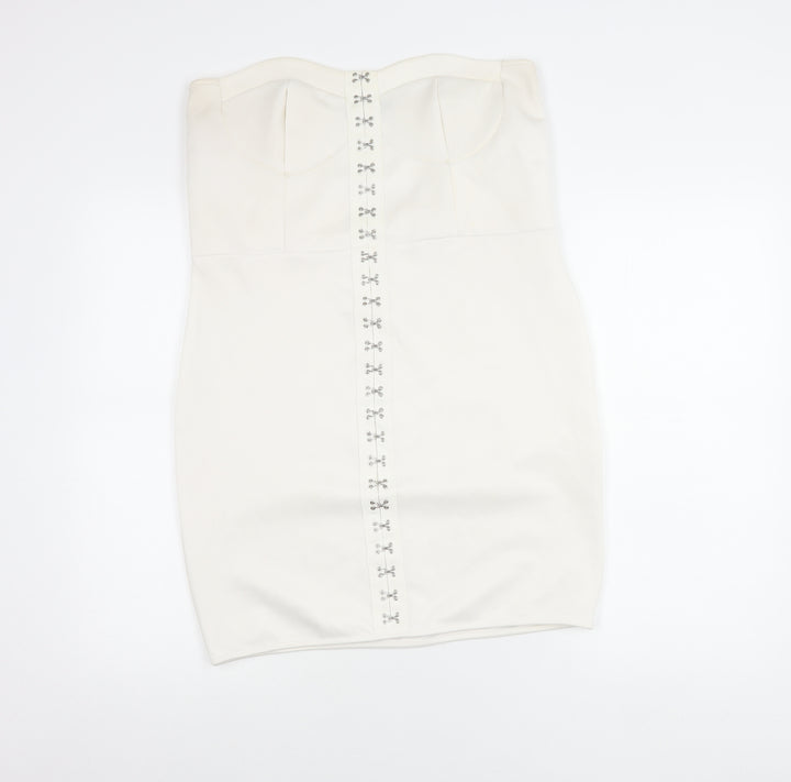 PrettyLittleThing Women’s White Strapless Bodycon Dress Size 18
