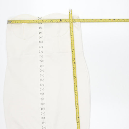 PrettyLittleThing Women’s White Strapless Bodycon Dress Size 18