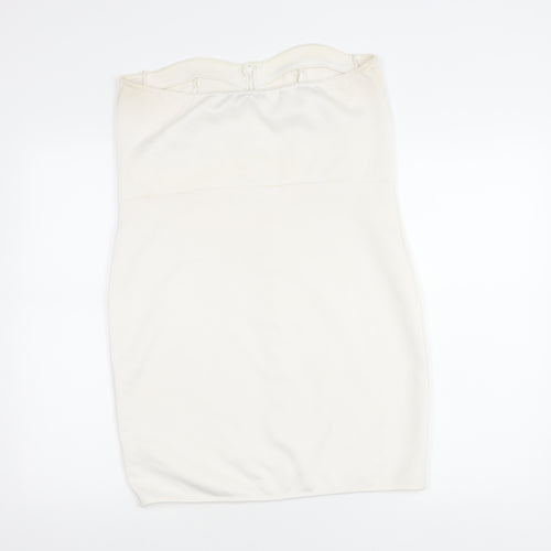 PrettyLittleThing Women’s White Strapless Bodycon Dress Size 18