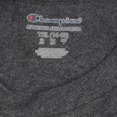 Champion Boys Grey Graphic T-Shirt 14-16Y MIT Think Print Casual Tee