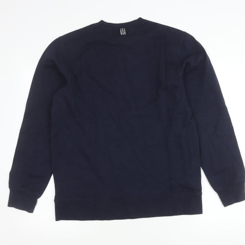 Adidas Mens Blue Medium Sweatshirt Pullover Crew Neck Logo Graphic