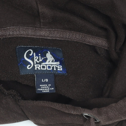 Ski Roots Womens Brown Whistler Hoodie L Pullover Cotton Blend
