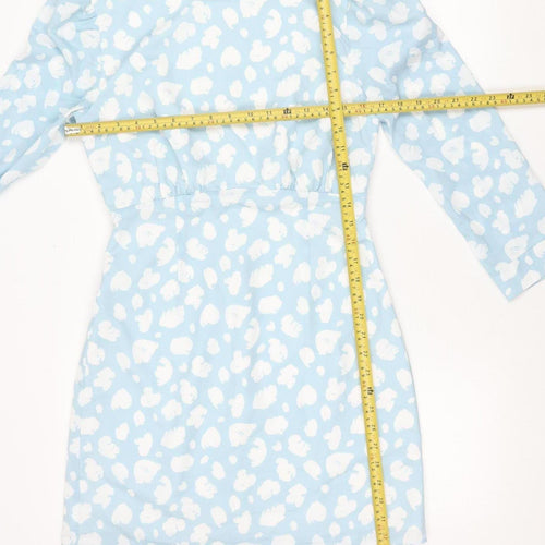 French Connection Women Blue White Floral Mini Shift Dress Size 10