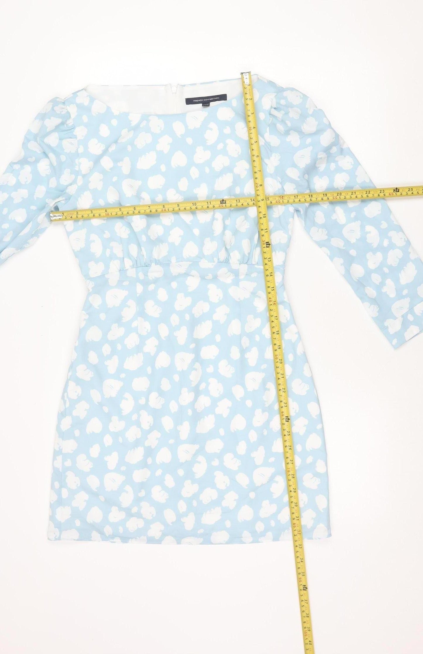 French Connection Women Blue White Floral Mini Shift Dress Size 10