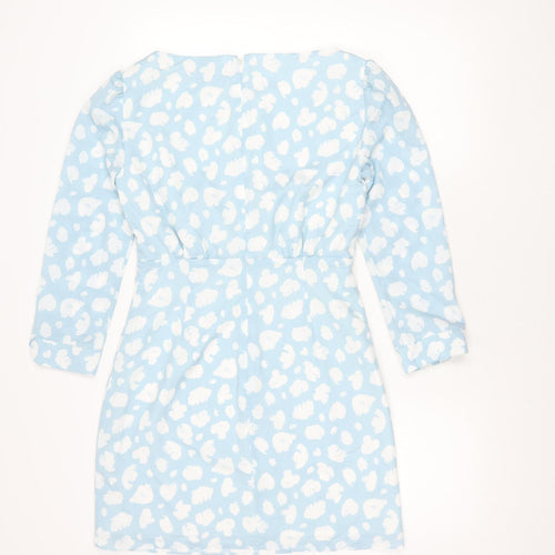 French Connection Women Blue White Floral Mini Shift Dress Size 10