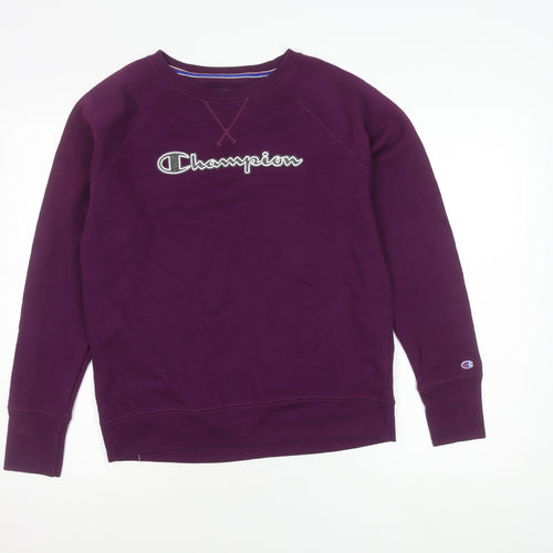 Champion Women’s Purple Pullover Sweatshirt M Logo Embroidered