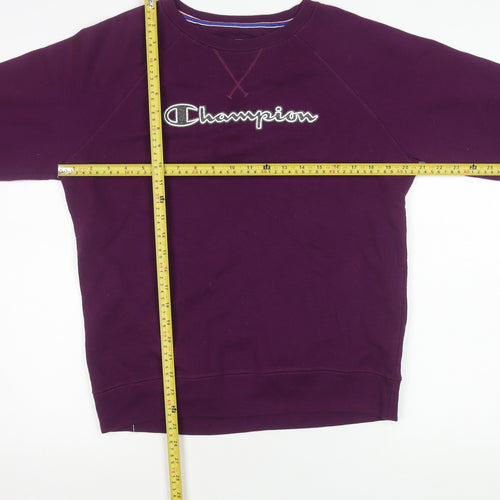 Champion Women’s Purple Pullover Sweatshirt M Logo Embroidered