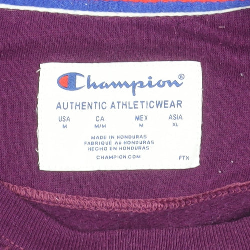 Champion Women’s Purple Pullover Sweatshirt M Logo Embroidered