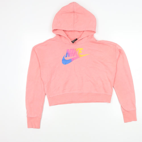 Nike Girls Pink Logo Pullover Hoodie XL Lightweight Fleece Sportswear
