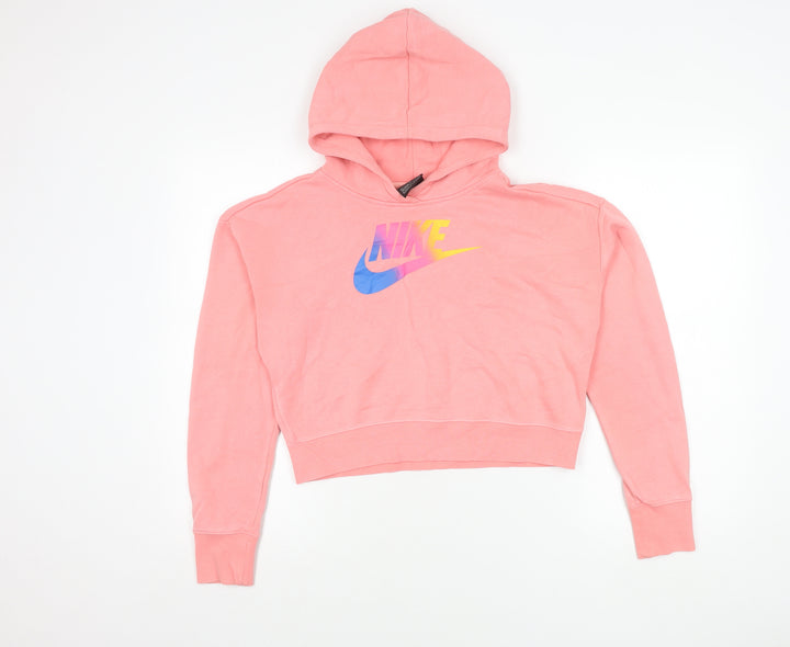 Nike Girls Pink Logo Pullover Hoodie XL Lightweight Fleece Sportswear