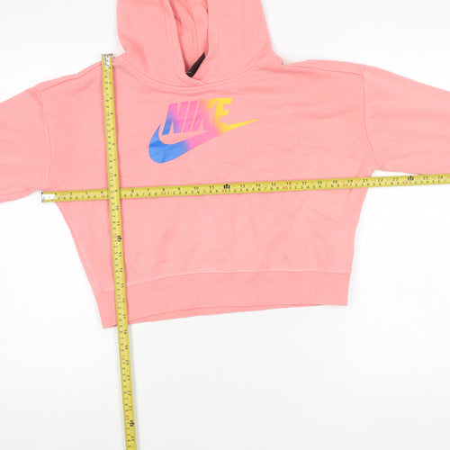 Nike Girls Pink Logo Pullover Hoodie XL Lightweight Fleece Sportswear