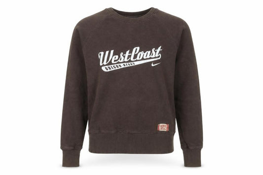 Front view of Nike unisex kids brown xs west coast graphic pullover sweatshirt