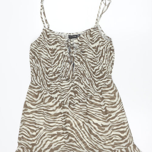 PrettyLittleThing Women’s Brown Zebra Print Slip Dress Size 14