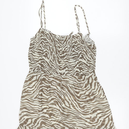 PrettyLittleThing Women’s Brown Zebra Print Slip Dress Size 14