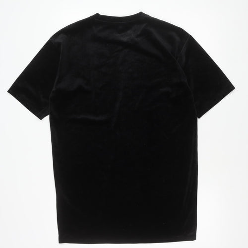 Monki Women’s Black Velvet XS Short Sleeve Crew Neck T-Shirt