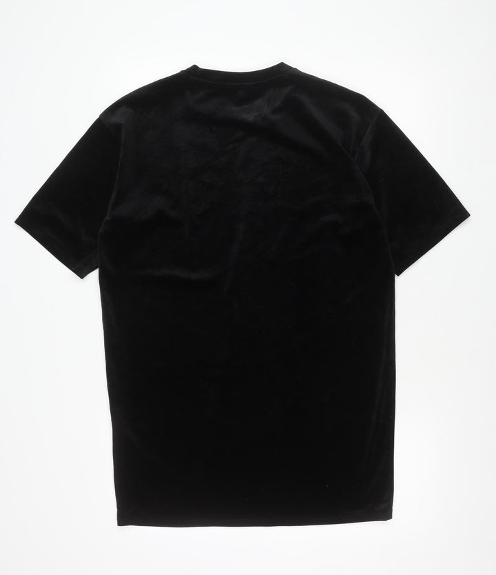 Monki Women’s Black Velvet XS Short Sleeve Crew Neck T-Shirt