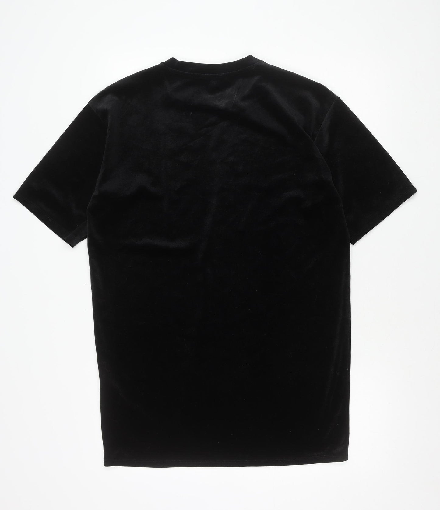 Monki Women’s Black Velvet XS Short Sleeve Crew Neck T-Shirt