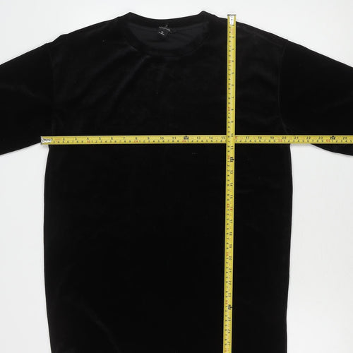 Monki Women’s Black Velvet XS Short Sleeve Crew Neck T-Shirt