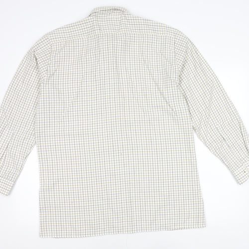 ShirtMaster Men’s White Check Long Sleeve Button-Up Shirt M 39in
