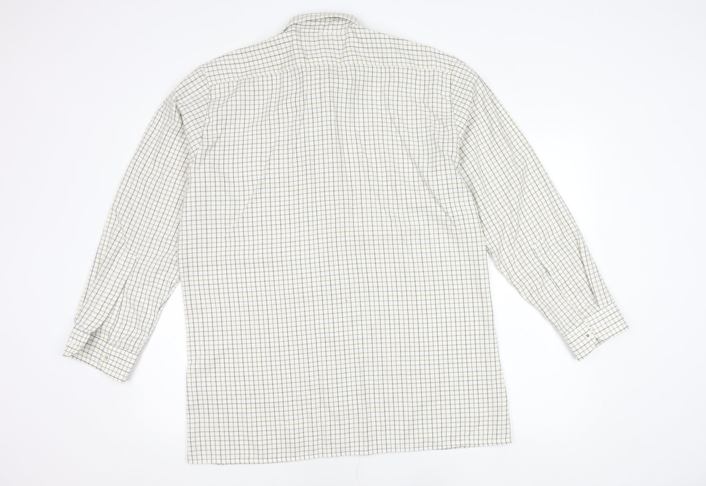 ShirtMaster Men’s White Check Long Sleeve Button-Up Shirt M 39in