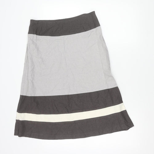 Per Se Womens Grey Brown Striped Linen Blend Skirt Size 12