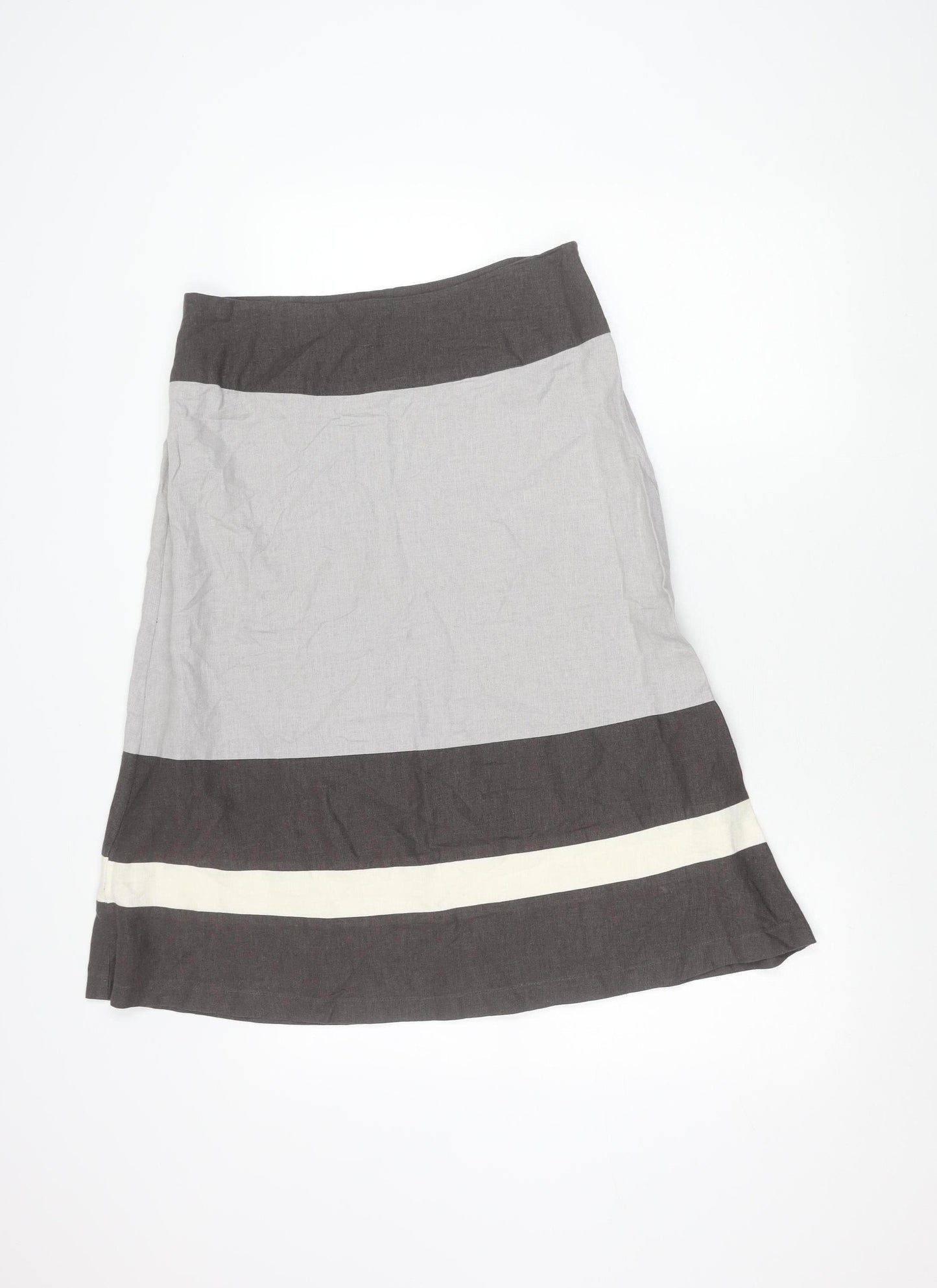 Per Se Womens Grey Brown Striped Linen Blend Skirt Size 12