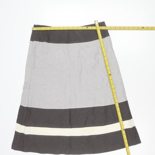 Per Se Womens Grey Brown Striped Linen Blend Skirt Size 12