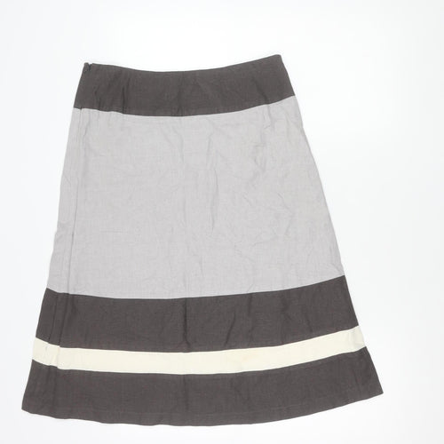 Per Se Womens Grey Brown Striped Linen Blend Skirt Size 12