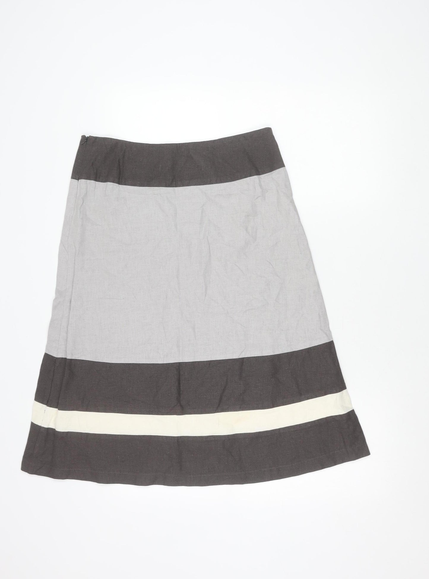Per Se Womens Grey Brown Striped Linen Blend Skirt Size 12