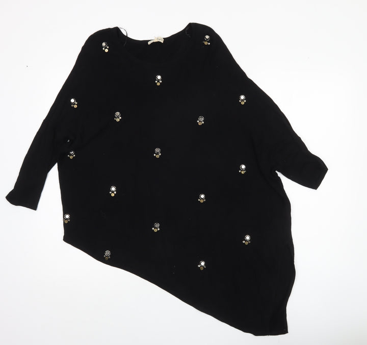 Phase Eight Women’s Black Beaded Pullover Jumper UK 8