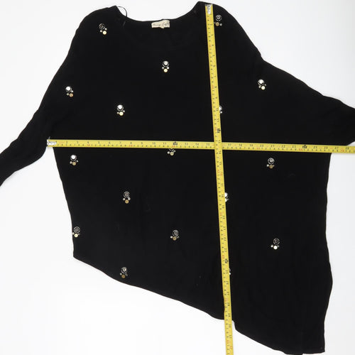 Phase Eight Women’s Black Beaded Pullover Jumper UK 8