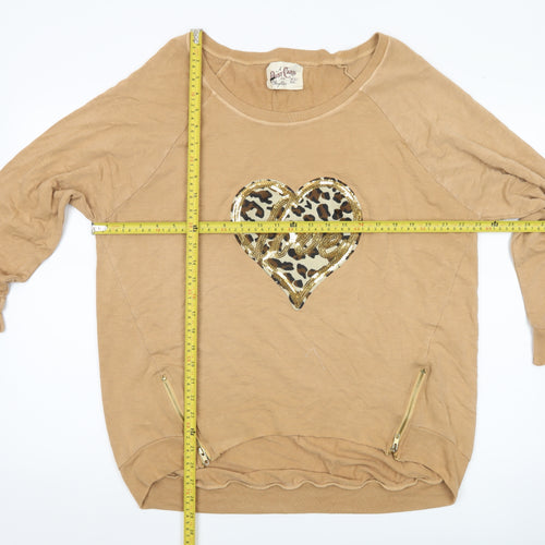 A Postcard From Brighton Womens Beige Sequin Heart Sweatshirt Size M