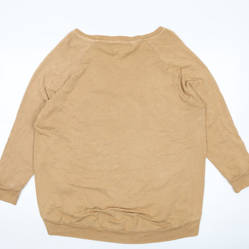 A Postcard From Brighton Womens Beige Sequin Heart Sweatshirt Size M