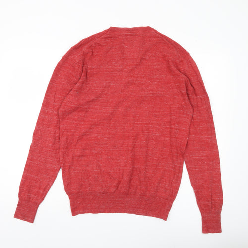 Superdry Mens Red V-Neck Cotton Cashmere Pullover Jumper Size L