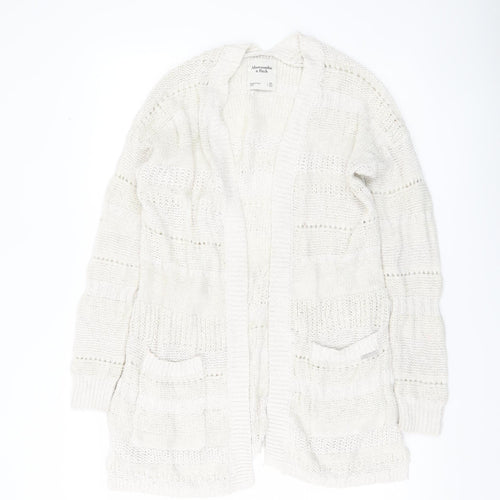 Abercrombie & Fitch Women’s Ivory XS Open Knit Long Sleeve Cardigan