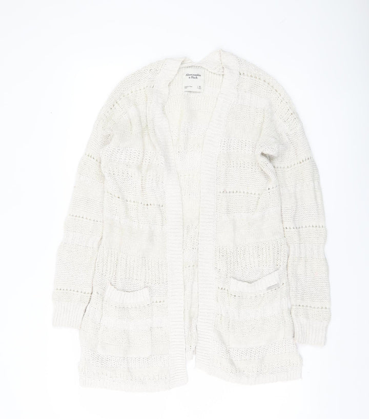 Abercrombie & Fitch Women’s Ivory XS Open Knit Long Sleeve Cardigan