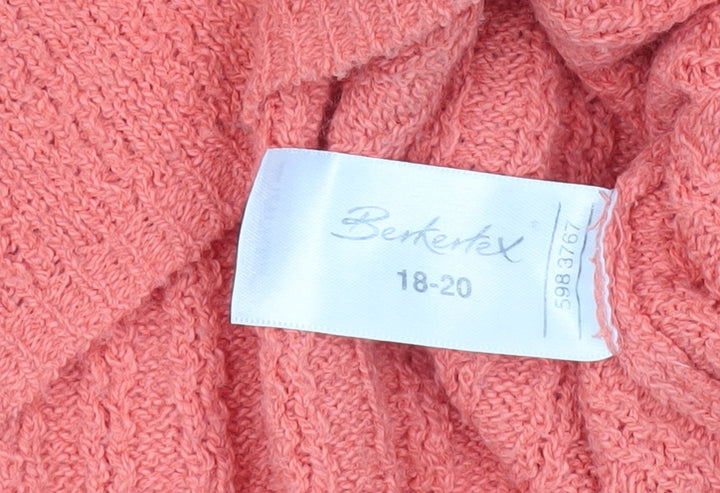 Berkertex Womens Orange Pullover Jumper Size 18 Short Sleeve Knit