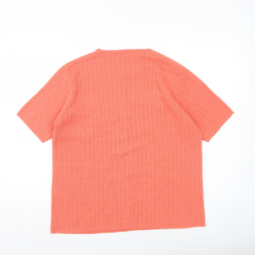 Berkertex Womens Orange Pullover Jumper Size 18 Short Sleeve Knit