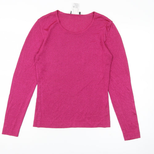 Jaeger Women’s Pink Scoop Neck Slim Fit Pullover Jumper Size S