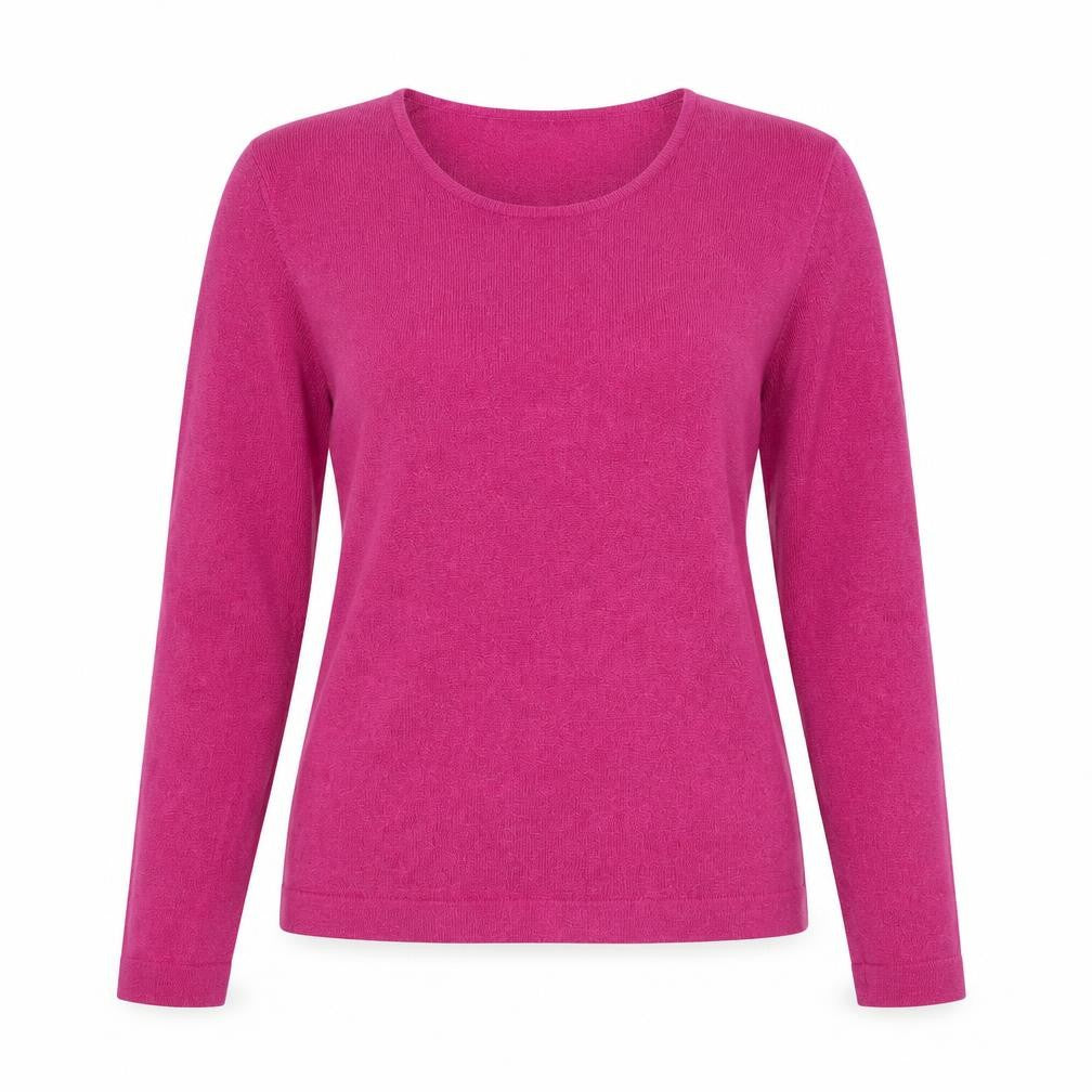 Front view of Jaeger Women’s Pink Scoop Neck Slim Fit jumper, size S