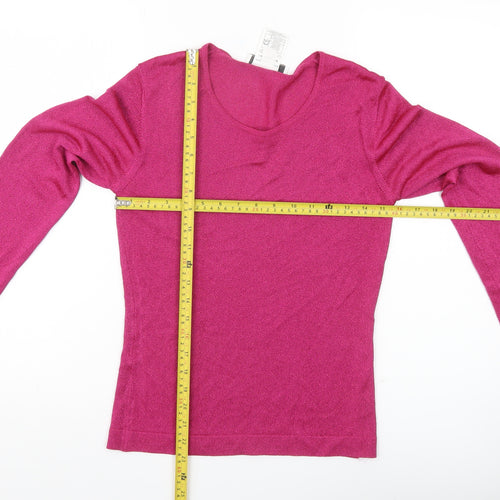 Jaeger Women’s Pink Scoop Neck Slim Fit Pullover Jumper Size S