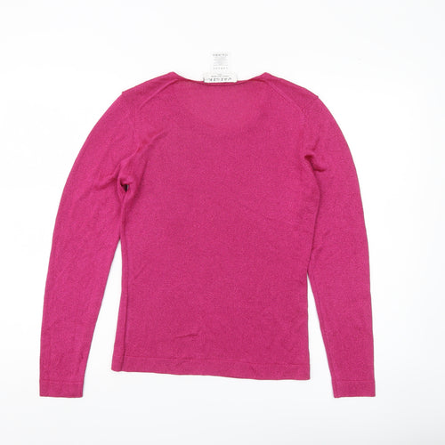 Jaeger Women’s Pink Scoop Neck Slim Fit Pullover Jumper Size S